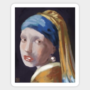 girl with a pearl earring Sticker